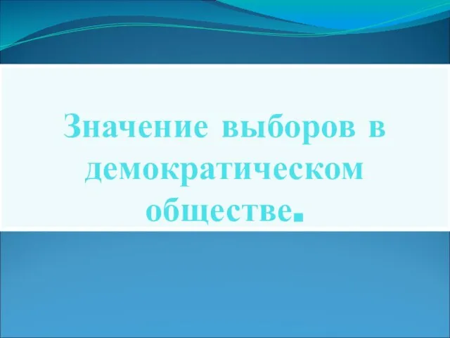 Значение выборов в демократическом обществе.