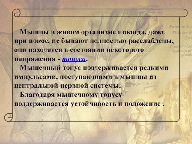 Мышцы в живом организме никогда, даже при покое, не бывают полностью