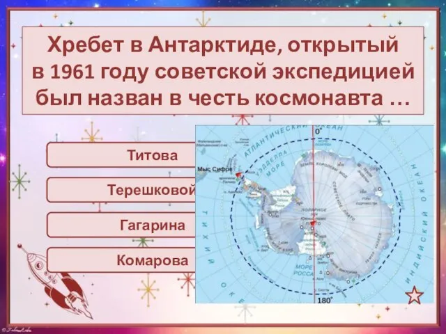 Хребет в Антарктиде, открытый в 1961 году советской экспедицией был назван