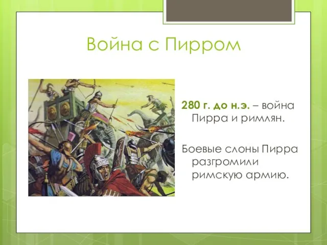 Война с Пирром 280 г. до н.э. – война Пирра и