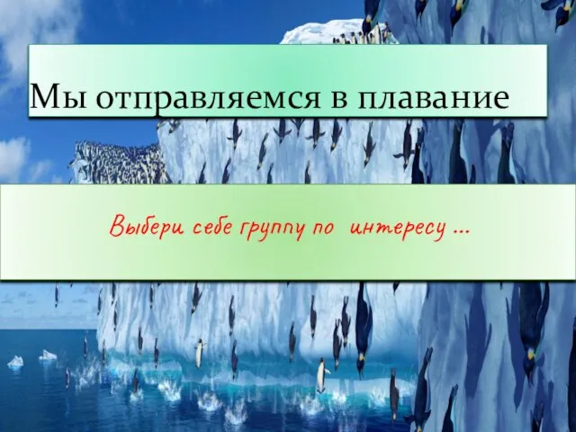 Мы отправляемся в плавание Выбери себе группу по интересу …