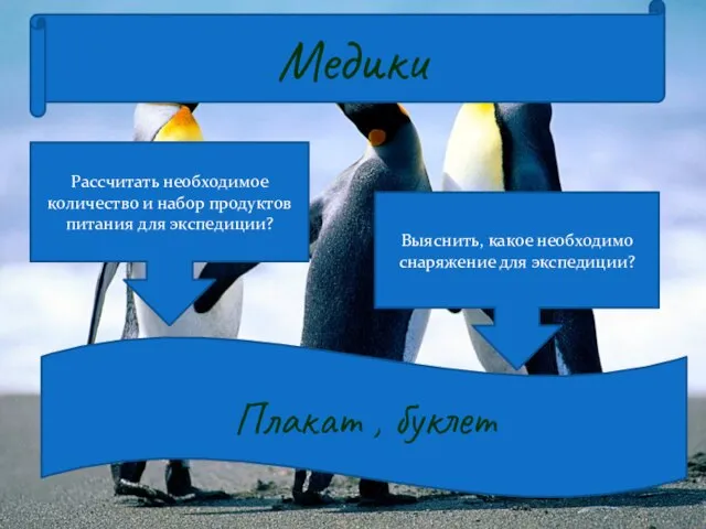 Медики Рассчитать необходимое количество и набор продуктов питания для экспедиции? Выяснить,