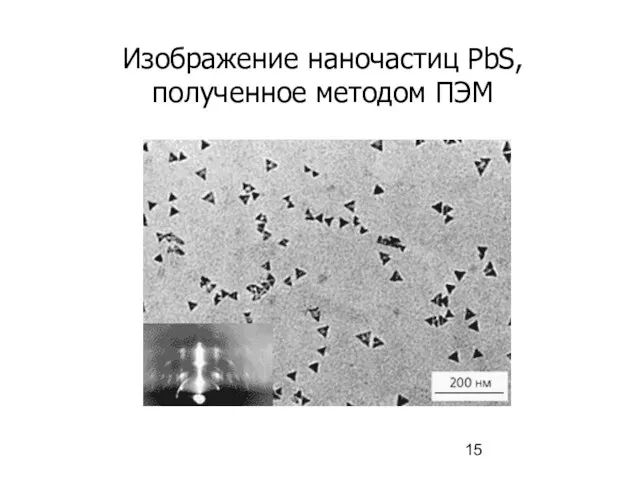 Изображение наночастиц PbS, полученное методом ПЭМ