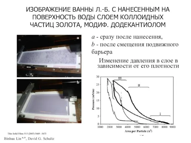 ИЗОБРАЖЕНИЕ ВАННЫ Л.-Б. С НАНЕСЕННЫМ НА ПОВЕРХНОСТЬ ВОДЫ СЛОЕМ КОЛЛОИДНЫХ ЧАСТИЦ