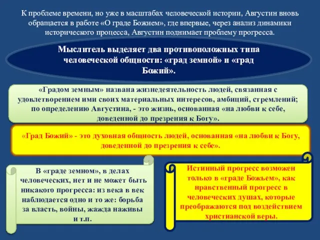 К проблеме времени, но уже в масштабах человеческой истории, Августин вновь