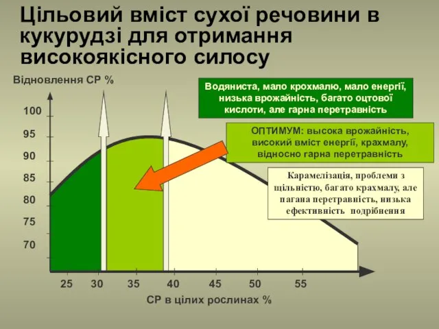 Цільовий вміст сухої речовини в кукурудзі для отримання високоякісного силосу 25