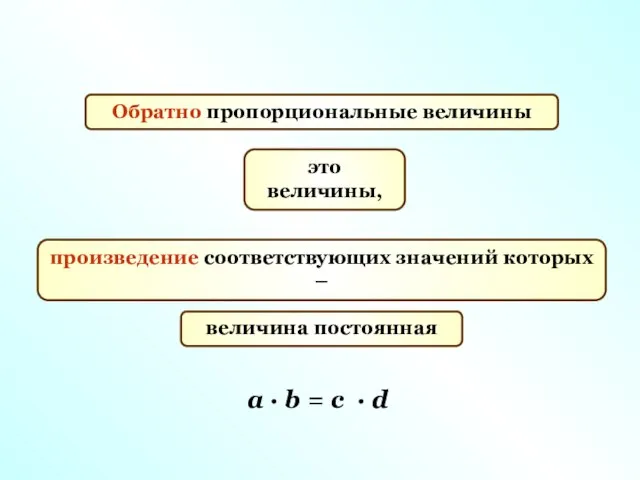 Обратно пропорциональные величины произведение соответствующих значений которых – это величины, величина