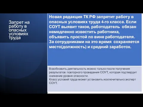 Запрет на работу в опасных условиях труда