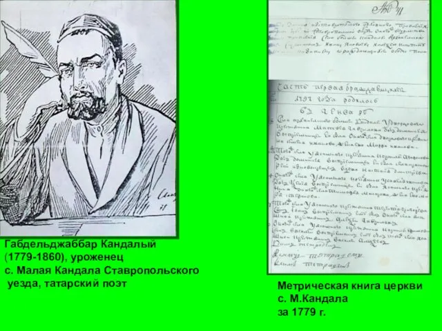 Габдельджаббар Кандалый (1779-1860), уроженец с. Малая Кандала Ставропольского уезда, татарский поэт