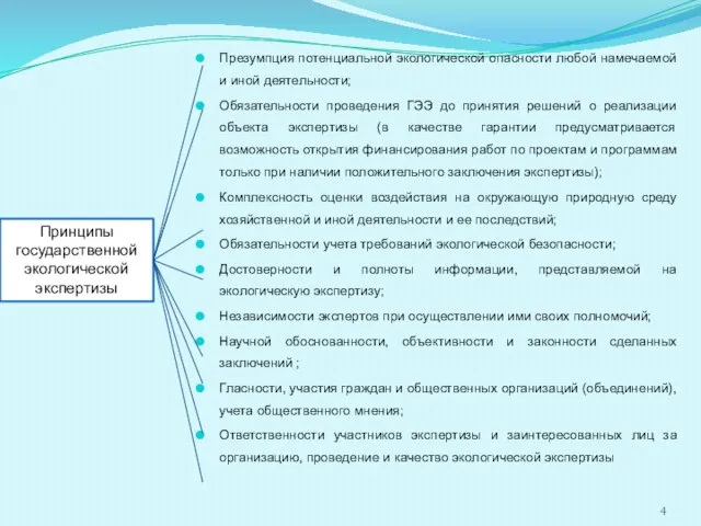 Презумпция потенциальной экологической опасности любой намечаемой и иной деятельности; Обязательности проведения