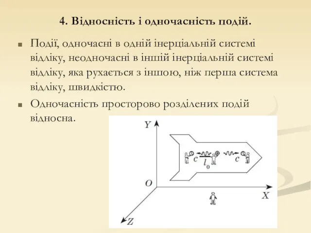 4. Відносність і одночасність подій. Події, одночасні в одній інерціальній системі