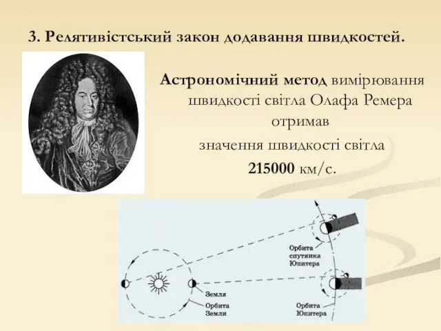 Астрономічний метод вимірювання швидкості світла Олафа Ремера отримав значення швидкості світла