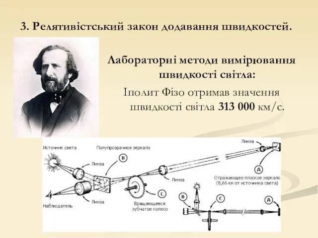 Лабораторні методи вимірювання швидкості світла: Іполит Фізо отримав значення швидкості світла