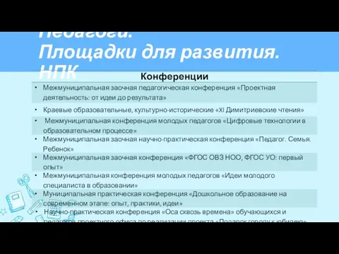 Педагоги. Площадки для развития. НПК