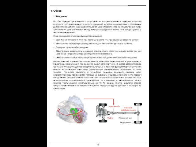 1. Обзор 1.1 Введение Коробка передач (трансмиссия) - это устройство, которое