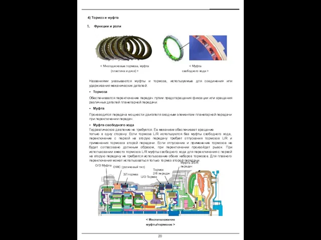 4) Тормоз и муфта Функции и роли Названиями указываются муфты и