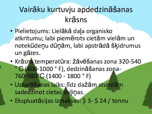 Vairāku kurtuvju apdedzināšanas krāsns Pielietojums: Lielākā daļa organisko atkritumu; labi piemērots