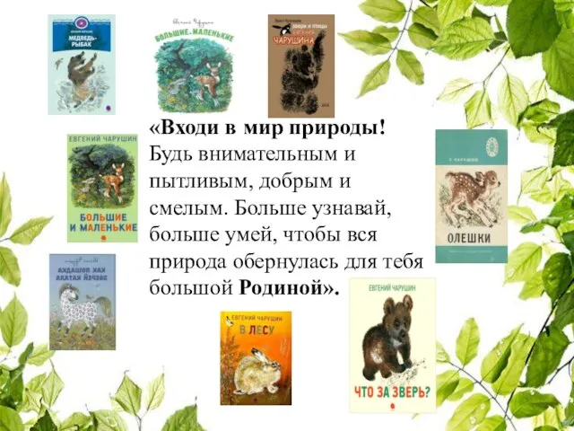 «Входи в мир природы! Будь внимательным и пытливым, добрым и смелым.