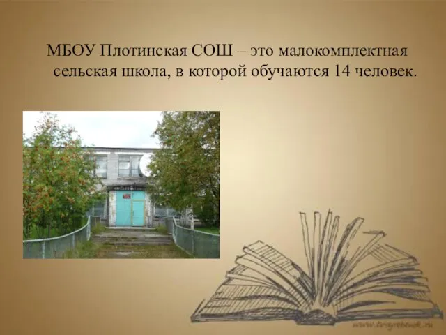 МБОУ Плотинская СОШ – это малокомплектная сельская школа, в которой обучаются 14 человек.