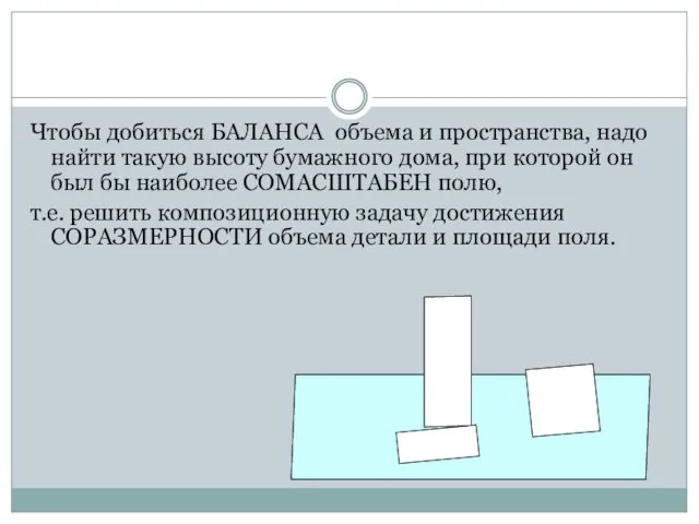 Чтобы добиться БАЛАНСА объема и пространства, надо найти такую высоту бумажного