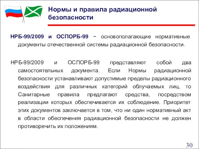 Нормы и правила радиационной безопасности НРБ-99/2009 и ОСПОРБ-99 − основополагающие нормативные