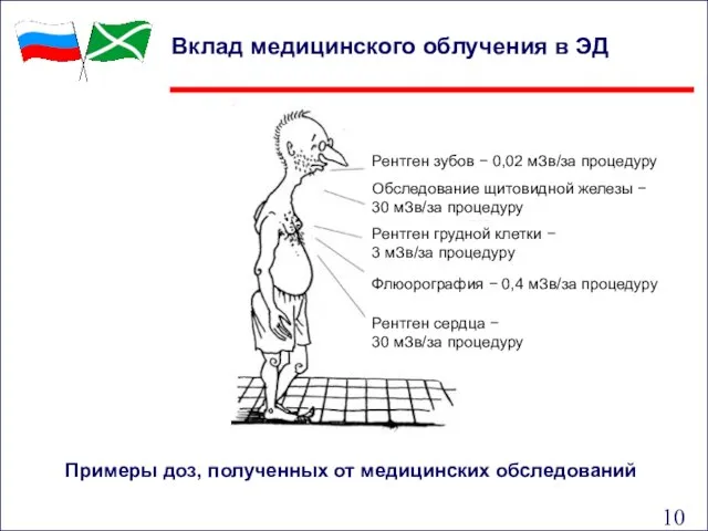 Вклад медицинского облучения в ЭД Рентген зубов − 0,02 мЗв/за процедуру