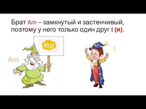 Брат Am – замкнутый и застенчивый, поэтому у него только один друг I (я). Am I