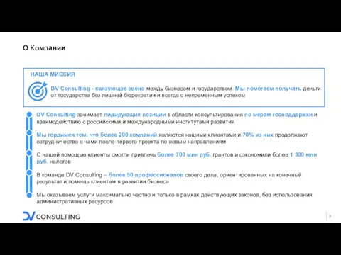 О Компании DV Consulting занимает лидирующие позиции в области консультирования по