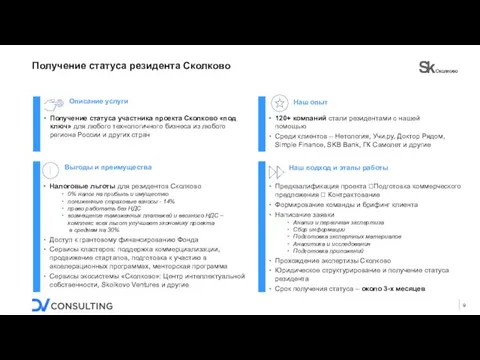 Получение статуса резидента Сколково Получение статуса участника проекта Сколково «под ключ»