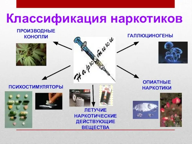 ПРОИЗВОДНЫЕ КОНОПЛИ ОПИАТНЫЕ НАРКОТИКИ ПСИХОСТИМУЛЯТОРЫ ГАЛЛЮЦИНОГЕНЫ ЛЕТУЧИЕ НАРКОТИЧЕСКИЕ ДЕЙСТВУЮЩИЕ ВЕЩЕСТВА Классификация наркотиков