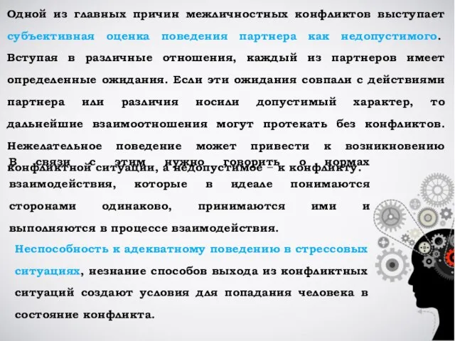 Одной из главных причин межличностных конфликтов выступает субъективная оценка поведения партнера