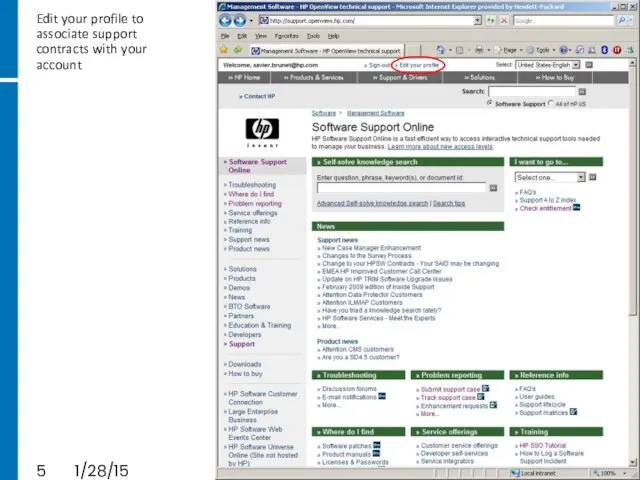 1/28/15 Edit your profile to associate support contracts with your account