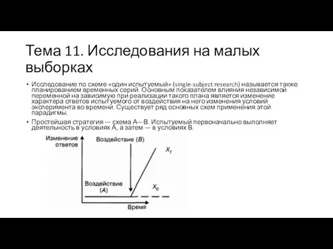 Тема 11. Исследования на малых выборках Исследование по схеме «один испытуемый»