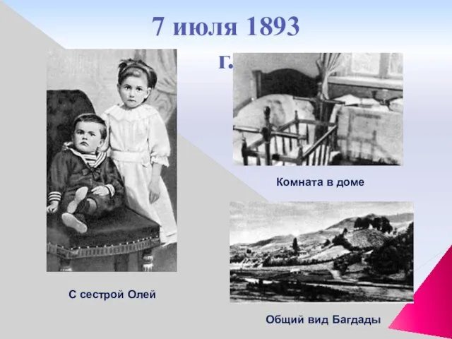 7 июля 1893 г. С сестрой Олей Общий вид Багдады Комната в доме