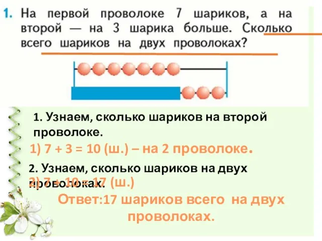 2. Узнаем, сколько шариков на двух проволоках. 1. Узнаем, сколько шариков