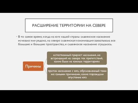 РАСШИРЕНИЕ ТЕРРИТОРИИ НА СЕВЕРЕ В то самое время, когда на юге