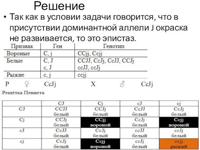 Решение Так как в условии задачи говорится, что в присутствии доминантной