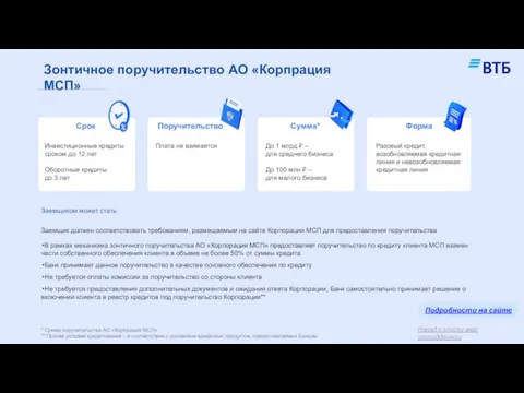 Заемщиком может стать: Заемщик должен соответствовать требованиям, размещаемым на сайте Корпорации