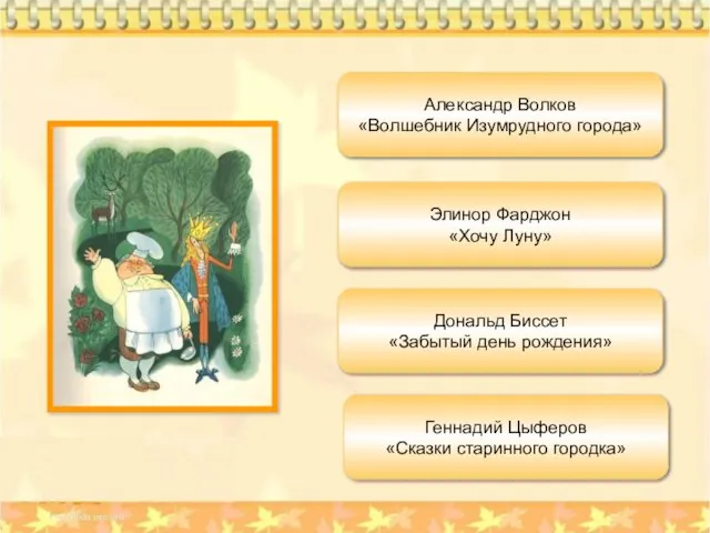 Александр Волков «Волшебник Изумрудного города» Дональд Биссет «Забытый день рождения» Элинор