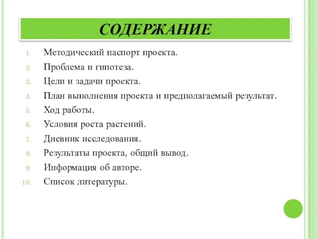 Методический паспорт проекта. Проблема и гипотеза. Цели и задачи проекта. План