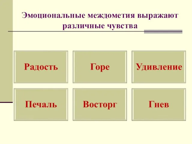 Эмоциональные междометия выражают различные чувства