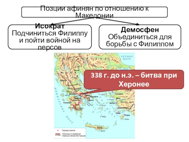 Позции афинян по отношению к Македонии Демосфен Объединиться для борьбы с