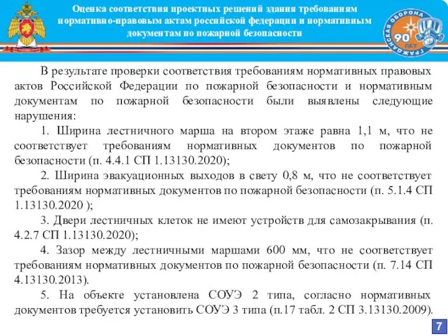 Оценка соответствия проектных решений здания требованиям нормативно-правовым актам российской федерации и