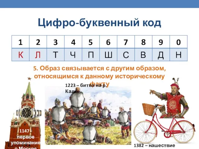 Цифро-буквенный код 5. Образ связывается с другим образом, относящимся к данному