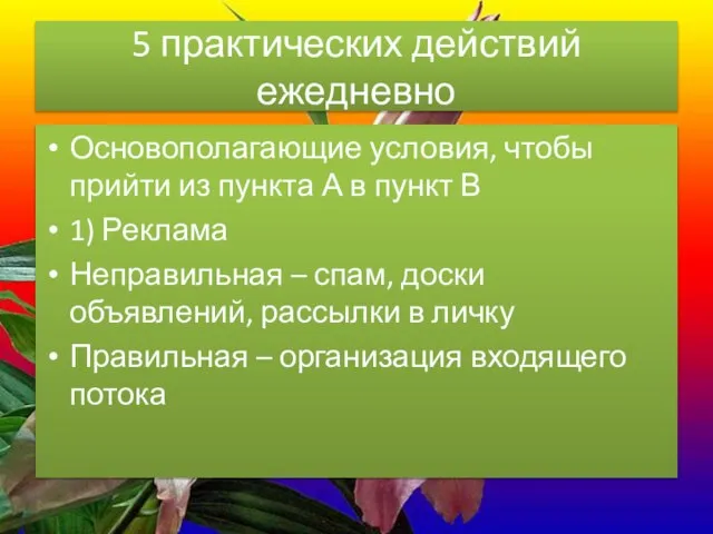 5 практических действий ежедневно Основополагающие условия, чтобы прийти из пункта А