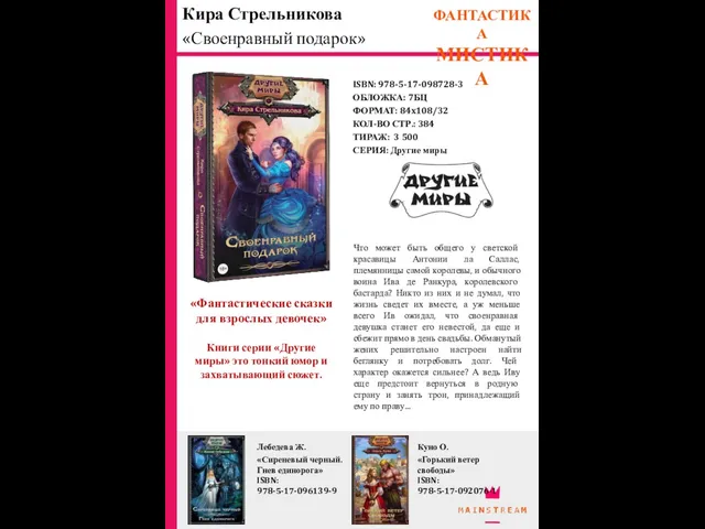 ISBN: 978-5-17-098728-3 ОБЛОЖКА: 7БЦ ФОРМАТ: 84x108/32 КОЛ-ВО СТР.: 384 ТИРАЖ: 3