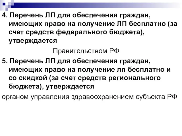 4. Перечень ЛП для обеспечения граждан, имеющих право на получение ЛП