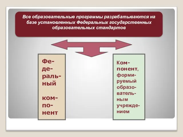 Все образовательные программы разрабатываются на базе установленных Федеральных государственных образовательных стандартов