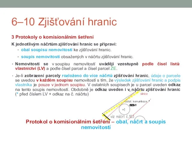 6–10 Zjišťování hranic 3 Protokoly o komisionálním šetření K jednotlivým náčrtům