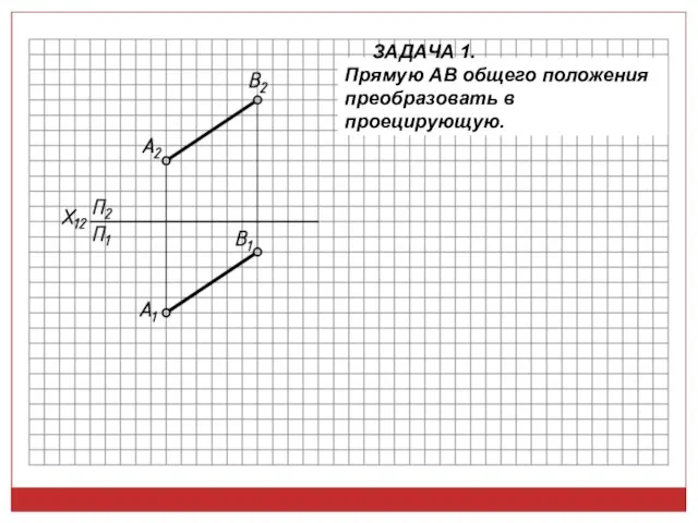 ЗАДАЧА 1. Прямую АВ общего положения преобразовать в проецирующую.